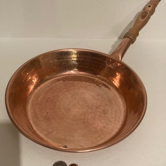 Vintage Metal Copper and Wooden Handle Cooking Fry - Picture 2 of 5